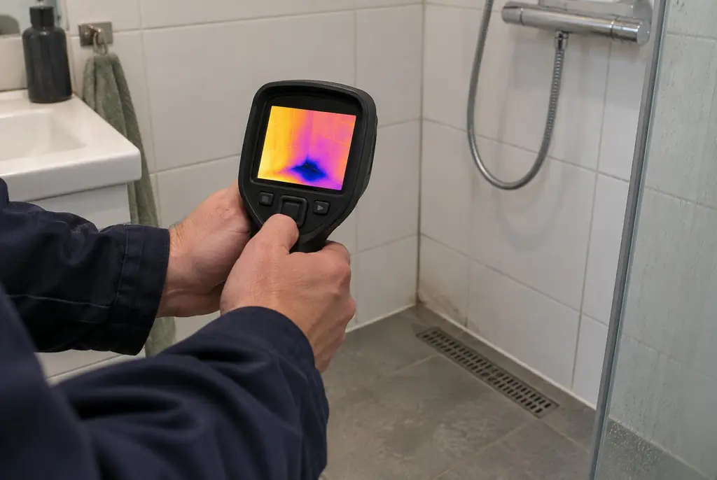 Lekdetectie Volendam – lekdetectiespecialist met warmtebeeldcamera in een badkamer