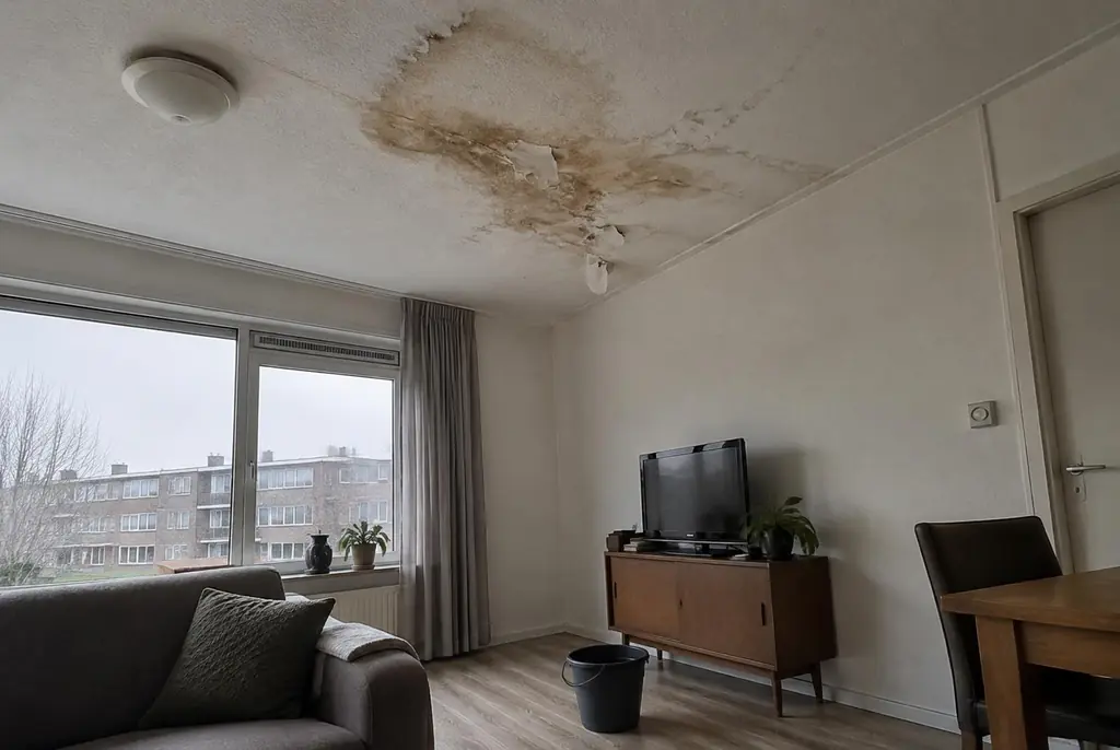 Lekdetectie Volendam – vochtplek op het plafond onder een badkamer